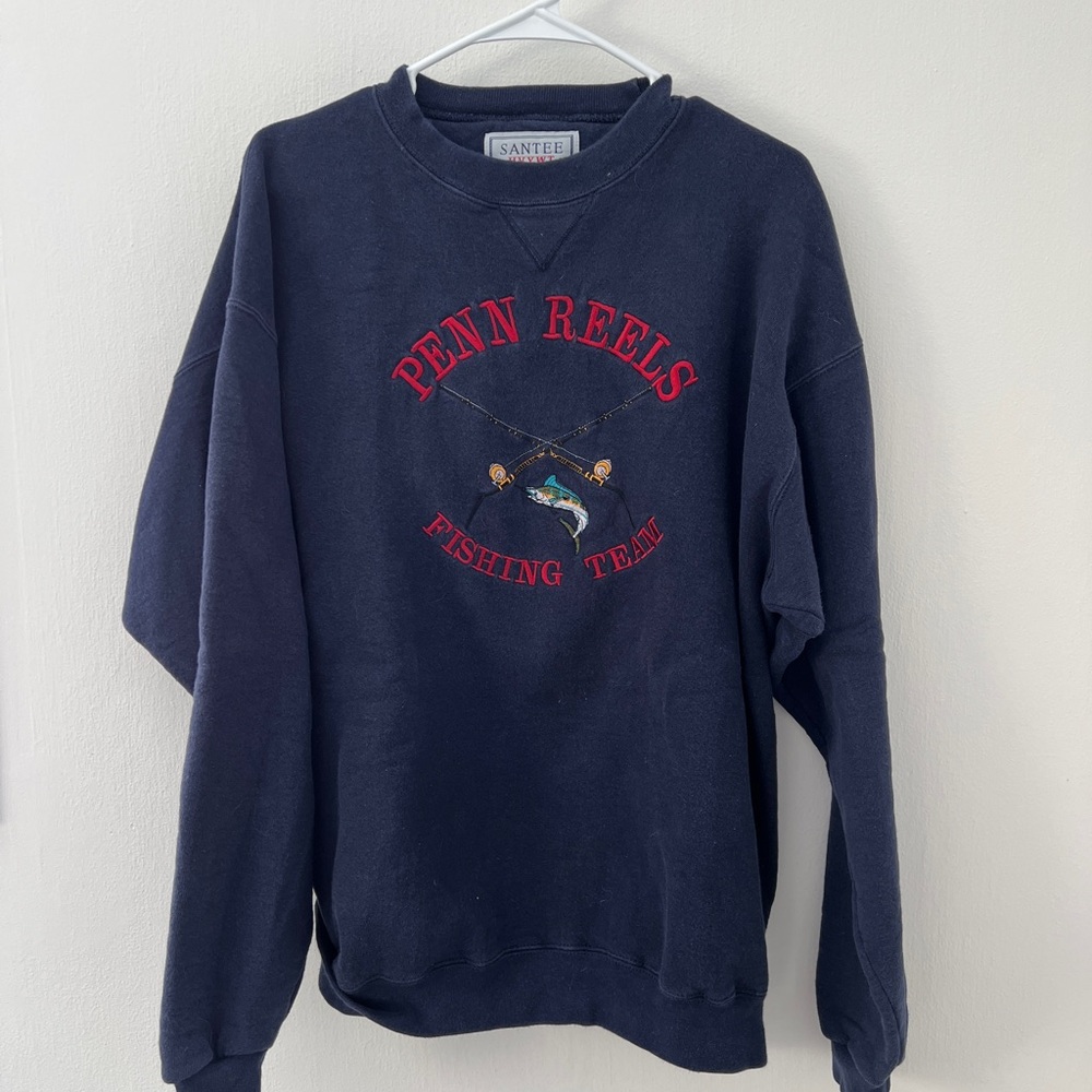 Vintage Navy Blue Fishing Team Sweater